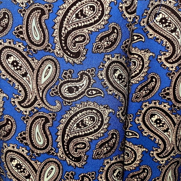 12P, Banana Republic Avery pants featuring a blue paisley print. - Picture 3 of 12